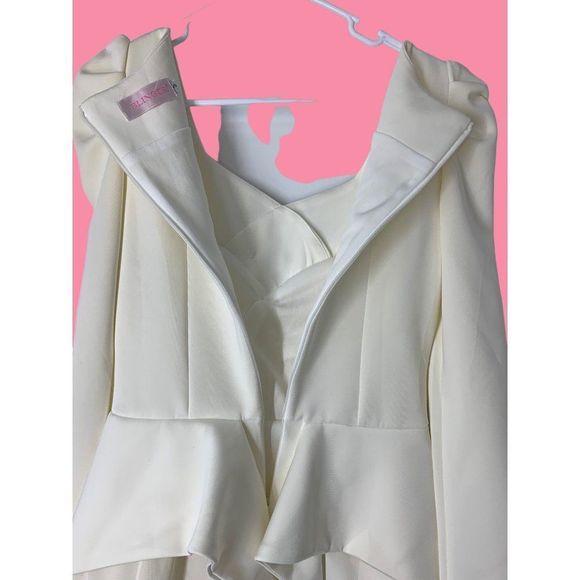 Womens Blingor White Scuba Bling Embellished Peplum Dress Size Small 4/6 5203 - Picture 12 of 14